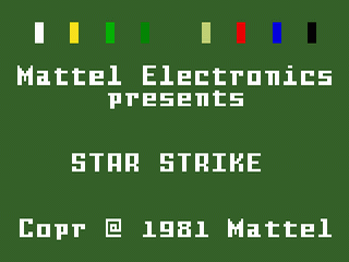 Star Strike title screen for Intellivision